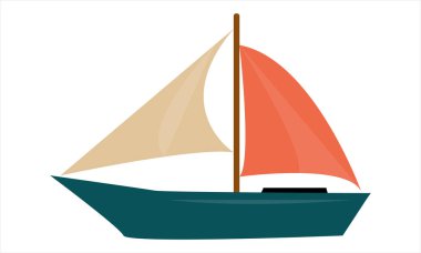 Beyaz arkaplanda renkli yelkenli vektörü