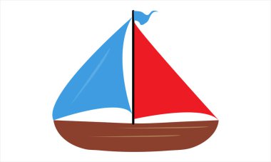 Beyaz arkaplanda renkli yelkenli vektörü