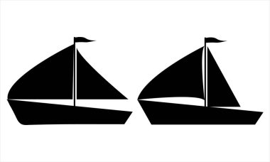 Yelkenli siluetleri simgesi seti