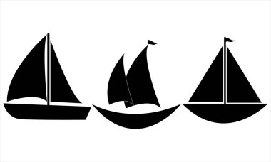 Yelkenli siluetleri simgesi seti