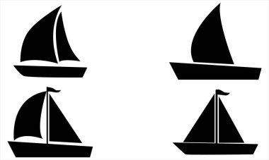 Yelkenli siluetleri simgesi seti