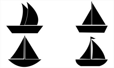 Yelkenli siluetleri simgesi seti