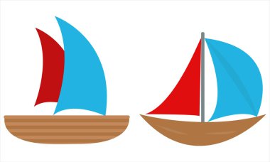 Beyaz arkaplanda renkli yelkenli vektörü