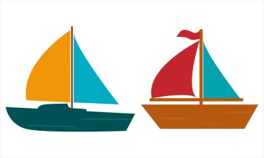 Beyaz arkaplanda renkli yelkenli vektörü