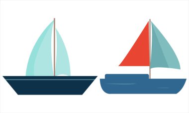 Beyaz arkaplanda renkli yelkenli vektörü