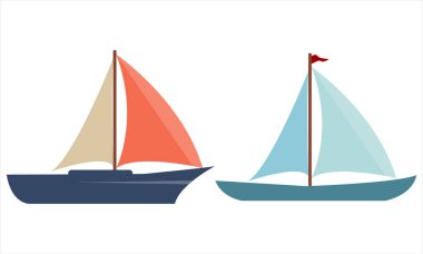 Beyaz arkaplanda renkli yelkenli vektörü