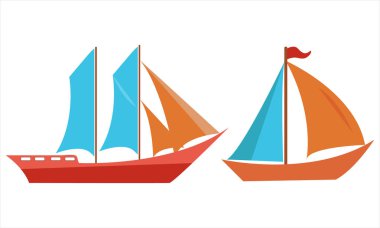 Beyaz arkaplanda renkli yelkenli vektörü