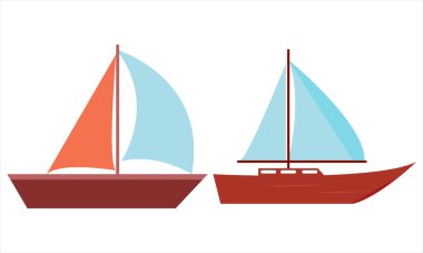 Beyaz arkaplanda renkli yelkenli vektörü