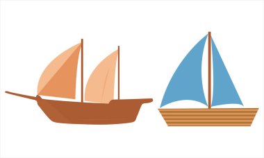 Beyaz arkaplanda renkli yelkenli vektörü