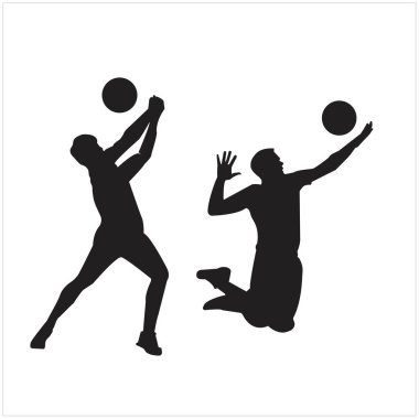 Voleybol Eylemi Silueti Sports, Fitness ve Takım Tasarımı dallarında Dinamik Oyuncu Pozisyonları