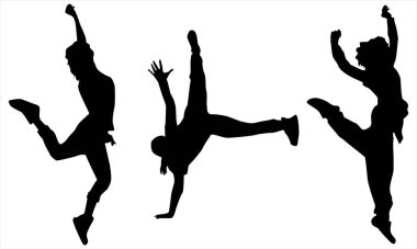 Dans eden insanlar siluet vektörü
