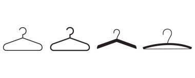  Elbise Askısı Simgeleri Ayarlandı - Minimalist Gardırop ve Moda Sembolleri Vektörü