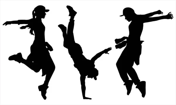 Dansçı kız ve oğlan siluetleri beyaz bir arka planda izole edilir.