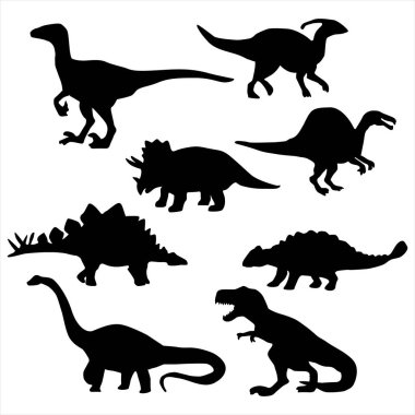 Dinozor Siluetleri Set: T-Rex, Pterodactyl, Stegosaurus & More