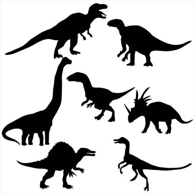 Dinozor Siluetleri Set: T-Rex, Pterodactyl, Stegosaurus & More