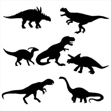Dinozor Siluetleri Set: T-Rex, Pterodactyl, Stegosaurus & More