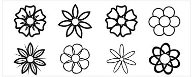 Çiçek simgesi siluetleri ayarlandı