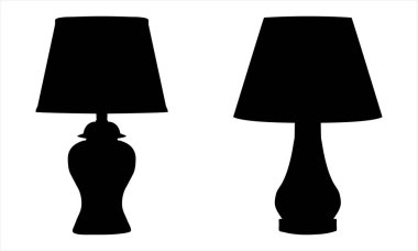 Klasik Masa Lambası Beyaz Üzerine Siluetler