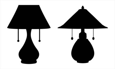  Klasik Masa Lambası Beyaz Üzerine Siluetler