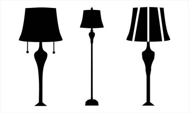  Klasik Masa Lambası Beyaz Üzerine Siluetler