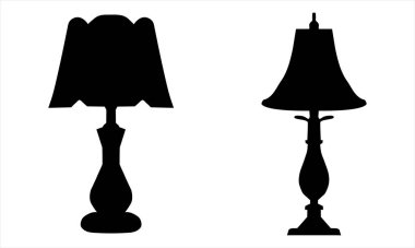  Klasik Masa Lambası Beyaz Üzerine Siluetler