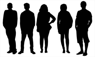 Beyaz arkaplandaki insanların siluetleri