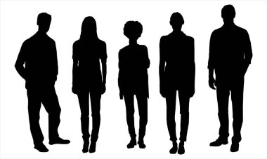 Beyaz arkaplandaki insanların siluetleri