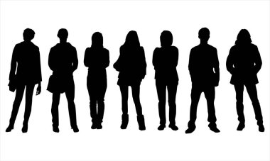 Beyaz arkaplandaki insanların siluetleri