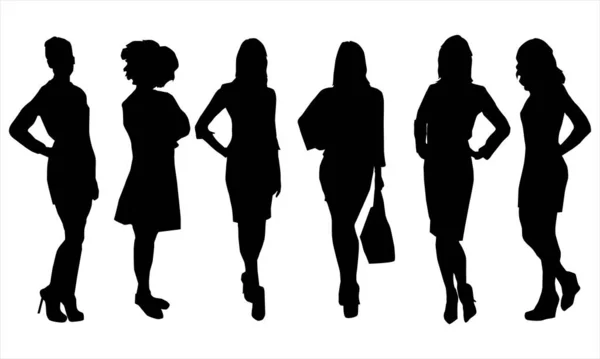 Farklı pozlardaki bir kadının siluetleri.