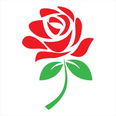 Kırmızı Gül Vektör İllüstrasyonu: Zarif Çiçek Tasarımı, Çiçek, Aşk Sembolü, Botanik Element