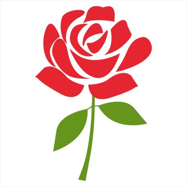 Kırmızı Gül Vektör İllüstrasyonu: Zarif Çiçek Tasarımı, Çiçek, Aşk Sembolü, Botanik Element