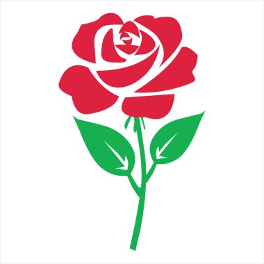 Kırmızı Gül Vektör İllüstrasyonu: Zarif Çiçek Tasarımı, Çiçek, Aşk Sembolü, Botanik Element