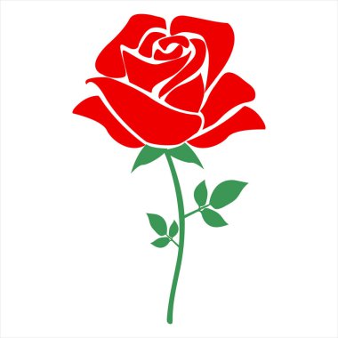 Kırmızı Gül Vektör İllüstrasyonu: Zarif Çiçek Tasarımı, Çiçek, Aşk Sembolü, Botanik Element