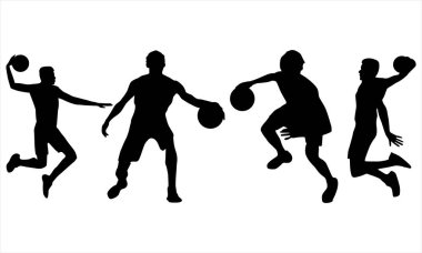 Basketbol Oyuncuları Siluetleri Seti