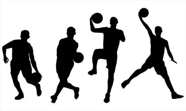 Basketbol Oyuncuları Siluetleri Seti