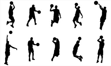 Basketbol Oyuncuları Siluetleri Seti