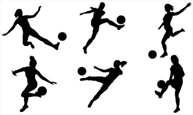 Kadın futbolcu siluetleri ayarlandı