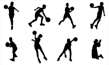 Basketbol Oyuncuları Siluetleri Seti