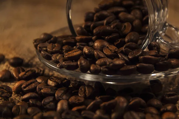 Xícara de café e café grãos café aromático — Fotografia de Stock