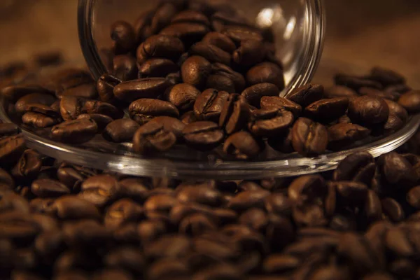Koffiekopjes en koffiebonen aromatische koffie — Stockfoto