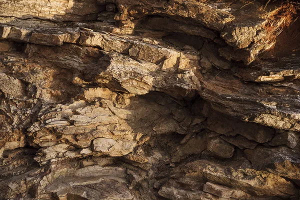 Pedra rochosa marrom, natureza, uso como fundo — Fotografia de Stock
