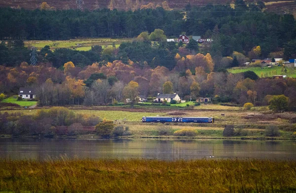 ARDGAY, SUTHERLAND, SCOTLAND, İngiltere -- 17 Kasım 2017 -- İskoçya 'nın İskoçya İskoçya Highlands bölgesindeki Ardgay istasyonundan güneye giden bir İskoç Demiryolu yolcu treni