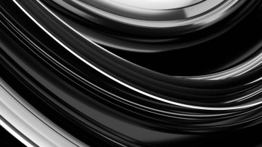 Tek renkli parlak kurdelelerin soyut dijital 3D görüntülemesi akan kıvrımlar oluşturuyor. Yatay format onu parlak bir modern duvar kağıdı veya arkaplan tasarımı olarak ideal kılar.