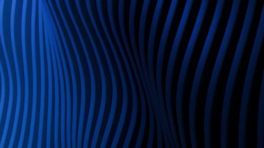 Dijital arkaplan, hareket grafikleri, sunumlar ve şık soyut görsel projeler için ideal, parlayan mavi üç boyutlu kıvrımlı dalga çizgilerinin kusursuz bir video animasyonu.