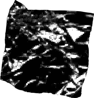 Arazi haritasına benzeyen siyah beyaz bir resim. Yarım tonluk bir örtüye sahip, desenli ve pikselli bir etki yaratıyor. Yüksek karşıtlık görsel etkiyi ve genel tasarımı arttırır..