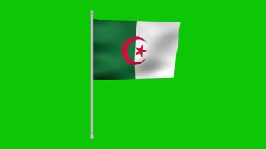 a waving algerian national symbol against a green screen. perfect for chroma keying and adding to your projects. use this to add a touch of national pride to your work.