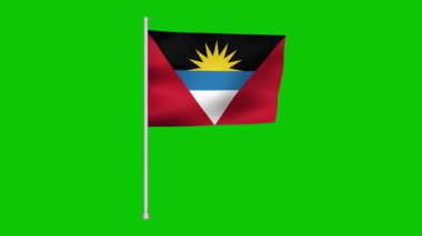 A beautiful animated image showing the antigua and barbuda flag waving against a green screen. Perfect for adding a touch of national pride to any project. Use it for backgrounds and more!