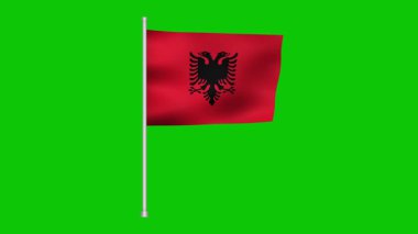 a waving albanian banner against green. Perfect for projects needing a national symbol. Use for backgrounds, overlays, or to represent albania. looping animation.  characters