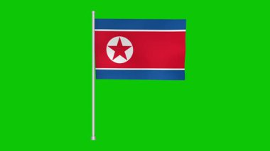 a north korean flag waves gently against a bright green screen. perfect for adding a touch of national pride to your project. use this animation as a background or effect. 200 characters