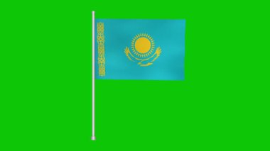 a banner of kazakhstan gracefully waves against a vibrant green backdrop. this seamless animation loop is perfect for adding a touch of national pride to your projects. use it freely!